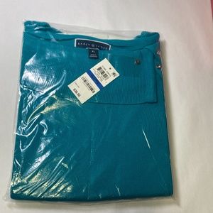 Karen Scott Shawl Collar XL Peacock Teal long sleeve sweater